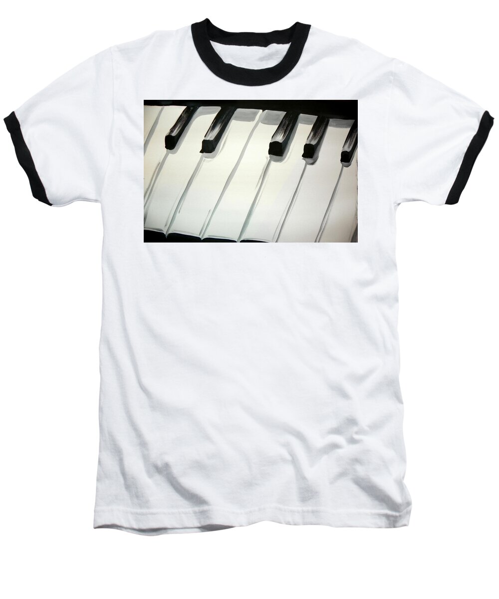 Piano Baseball T-Shirt featuring the painting Piano Keys by Marisela Mungia