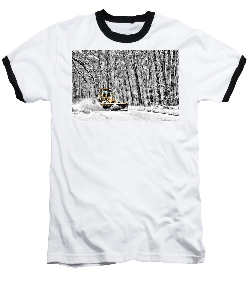 Black And White Baseball T-Shirt featuring the photograph Plowin Snow by Paul Freidlund