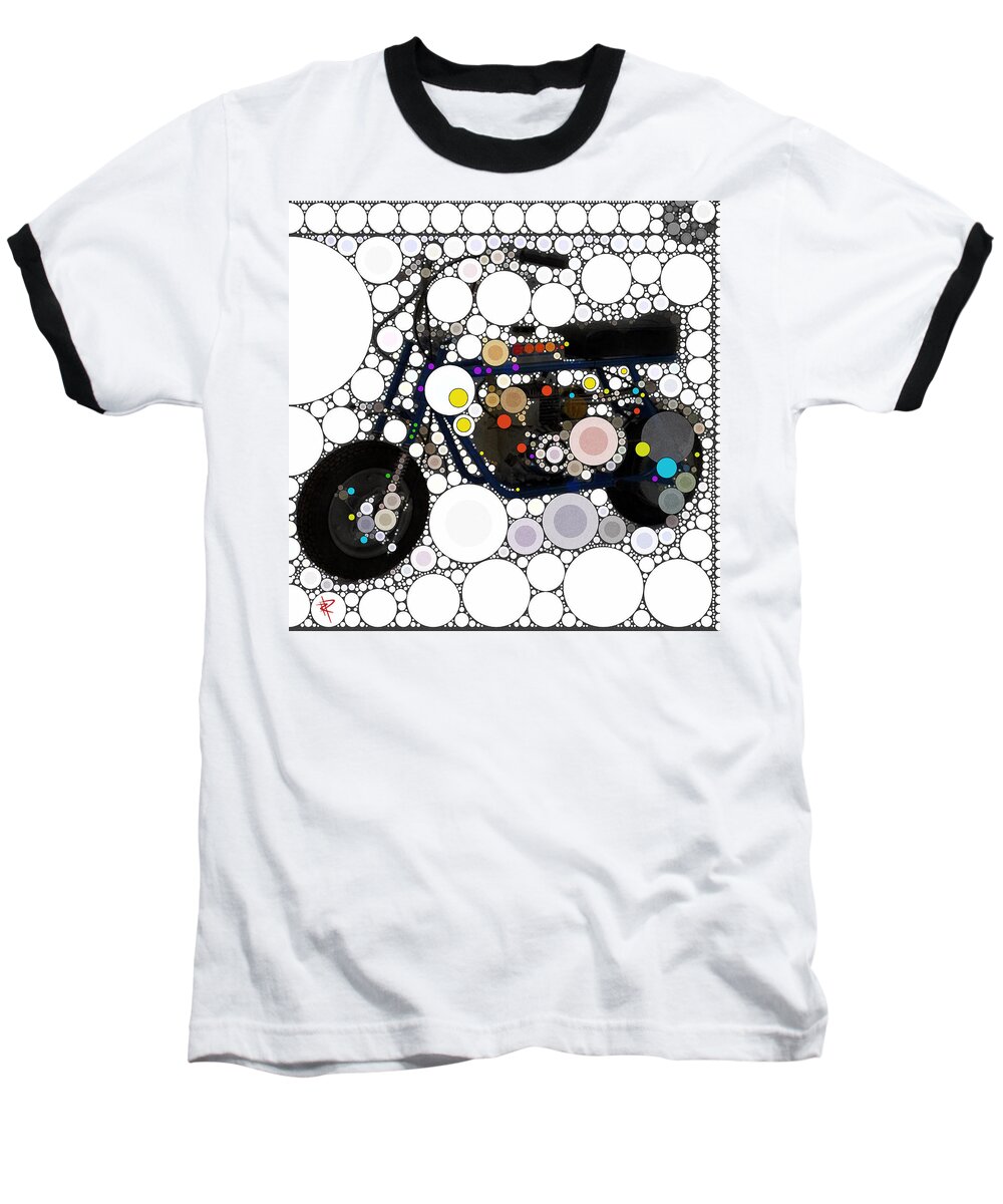 Pop Art Baseball T-Shirt featuring the mixed media Pop Mini Bike by Russell Pierce