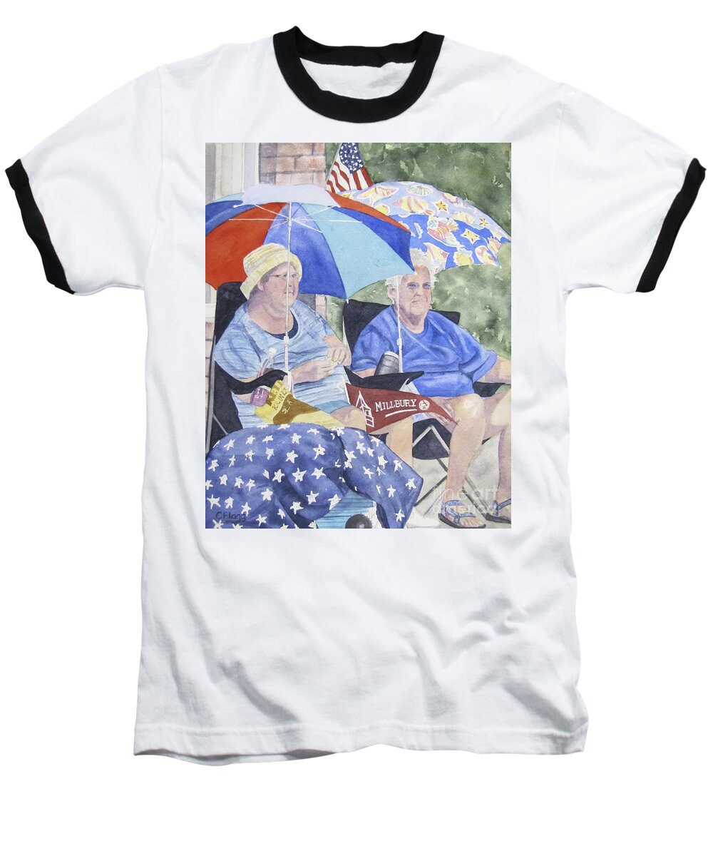 Watercolor Baseball T-Shirt featuring the painting Ready for the Millbury Parade by Carol Flagg