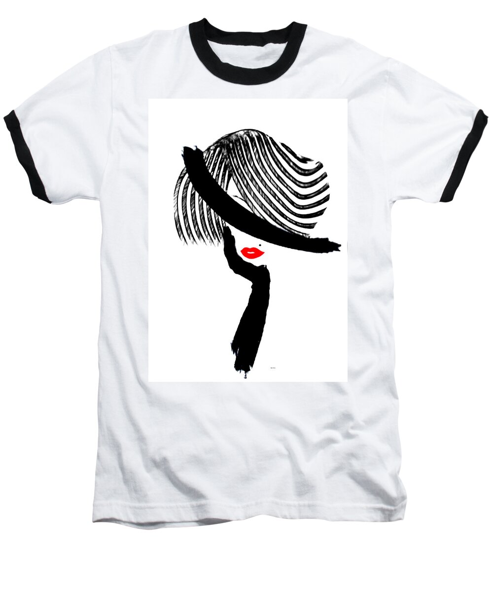 Art Baseball T-Shirt featuring the painting Red Lips by Rafael Salazar