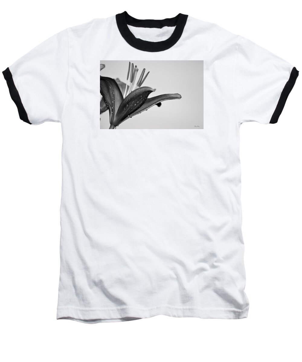 Lily Bloom Baseball T-Shirt featuring the photograph Red Magic Daylily I BW by Lesa Fine