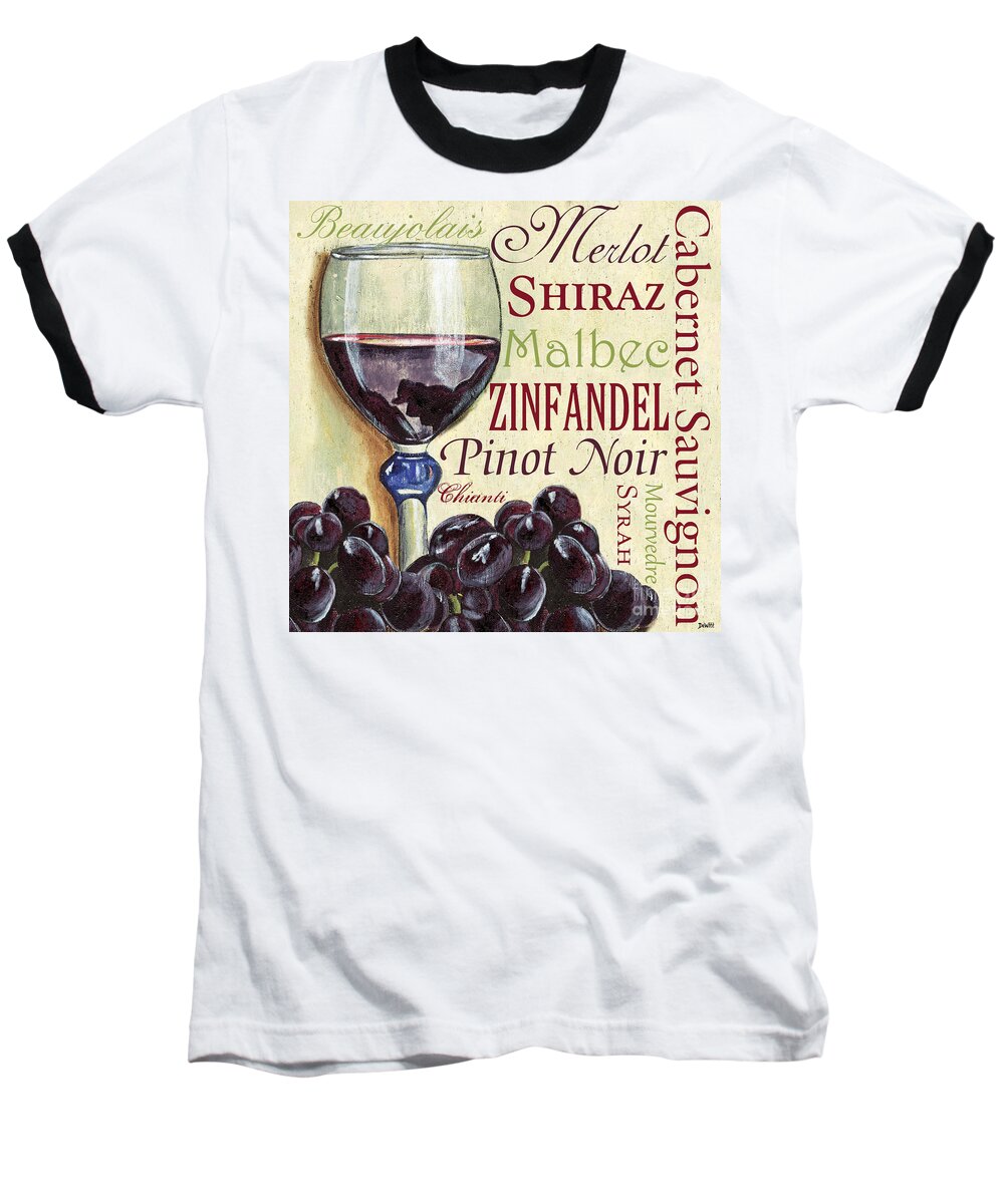Wine Baseball T-Shirt featuring the painting Red Wine Text by Debbie DeWitt