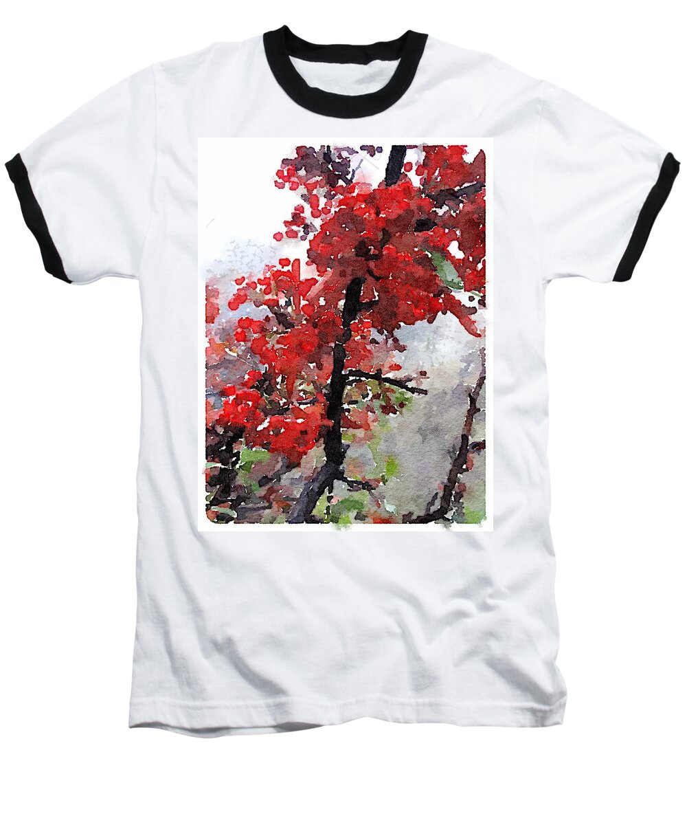 Pyracantha Berries Baseball T-Shirt featuring the digital art Renewal by Shannon Grissom