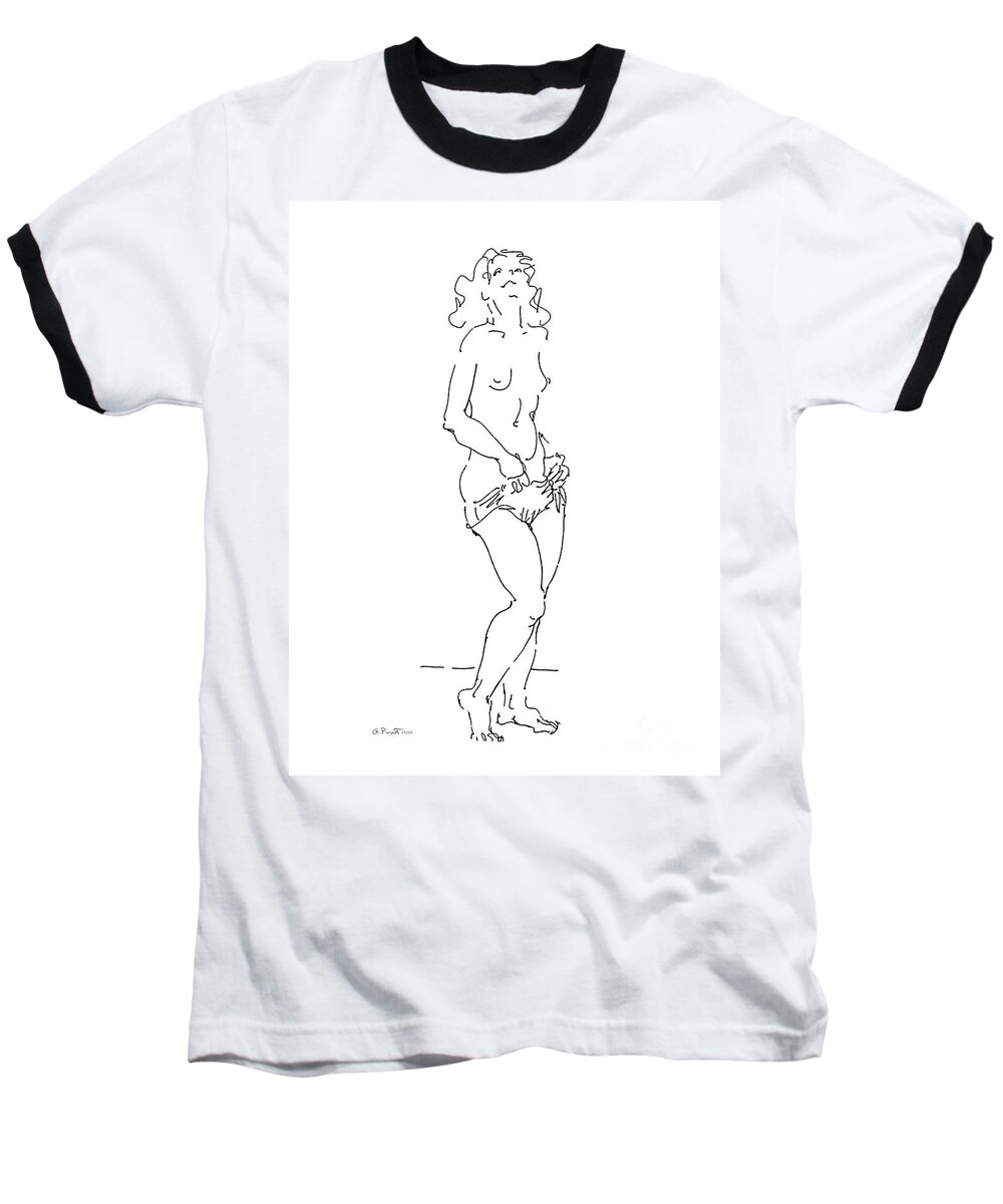 Females Baseball T-Shirt featuring the drawing Rikka Dressing 3of8 by Gordon Punt