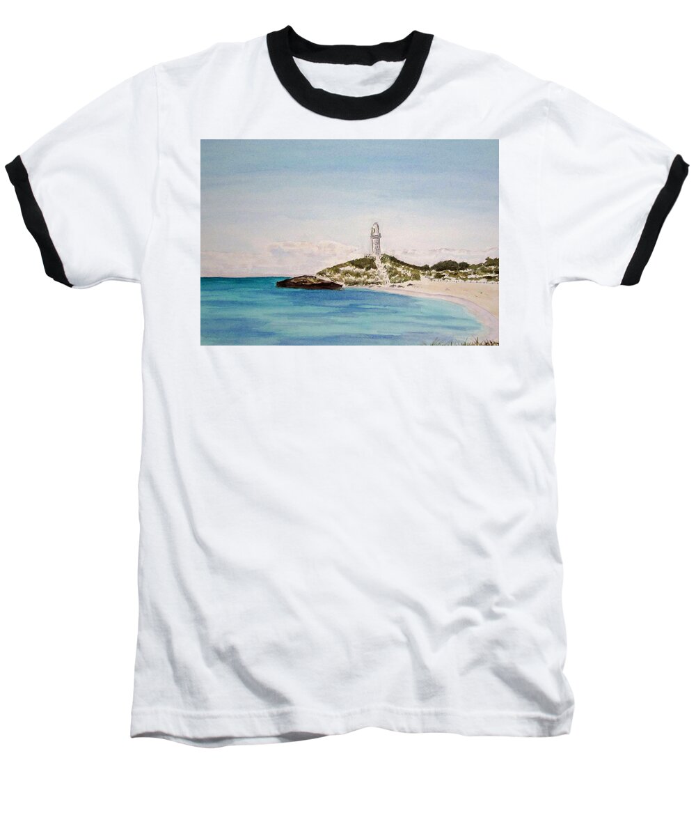 Seascape Baseball T-Shirt featuring the painting Rottnest Island Australia by Elvira Ingram