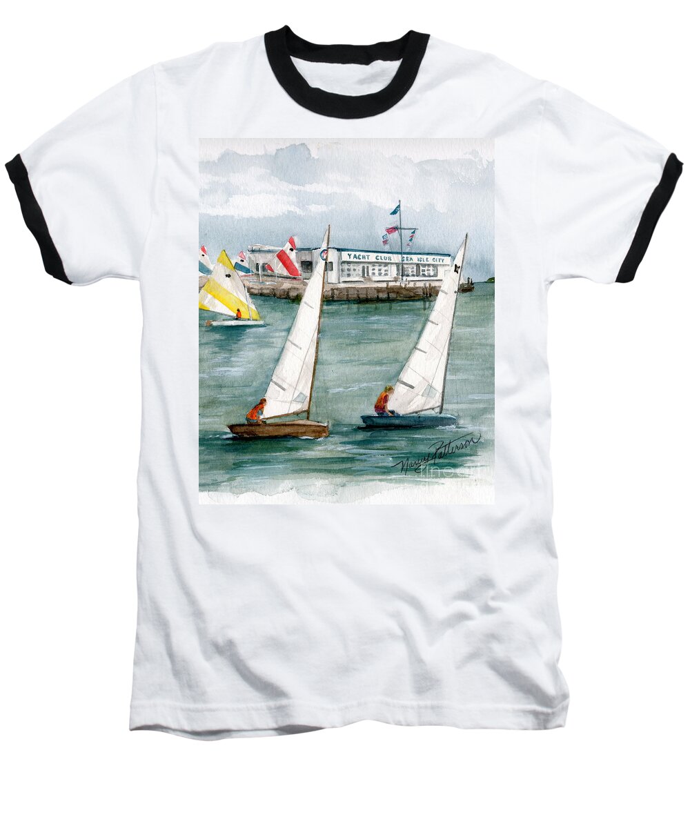 Sailing Baseball T-Shirt featuring the painting Sailing Class by Nancy Patterson