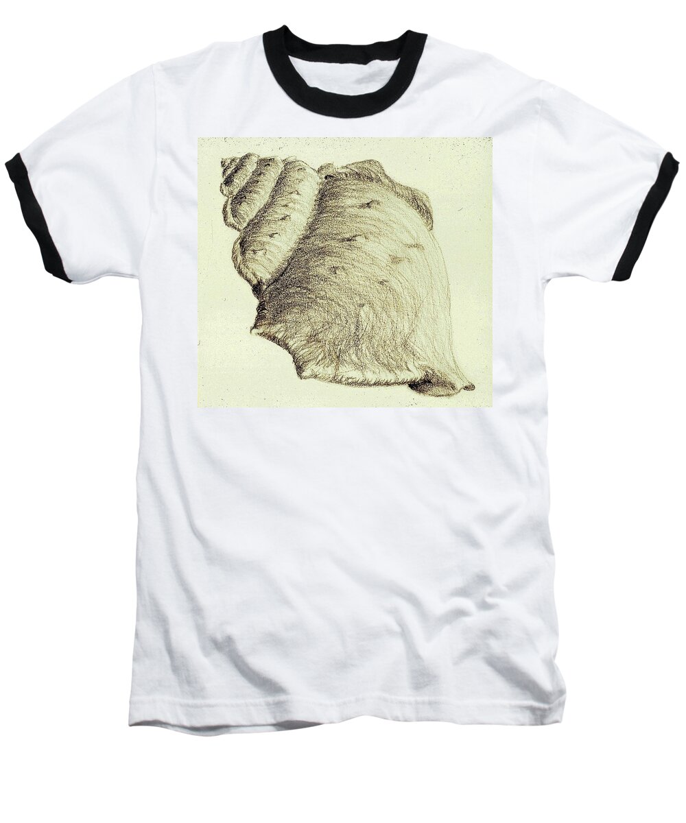 Pencil Baseball T-Shirt featuring the drawing Shell by Karen Buford