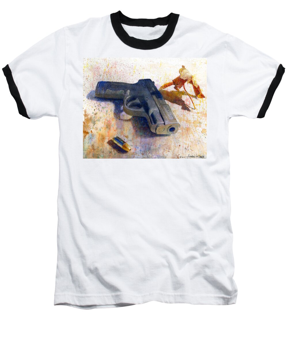 Watercolor Baseball T-Shirt featuring the painting Shield on the Ground by Andrew King