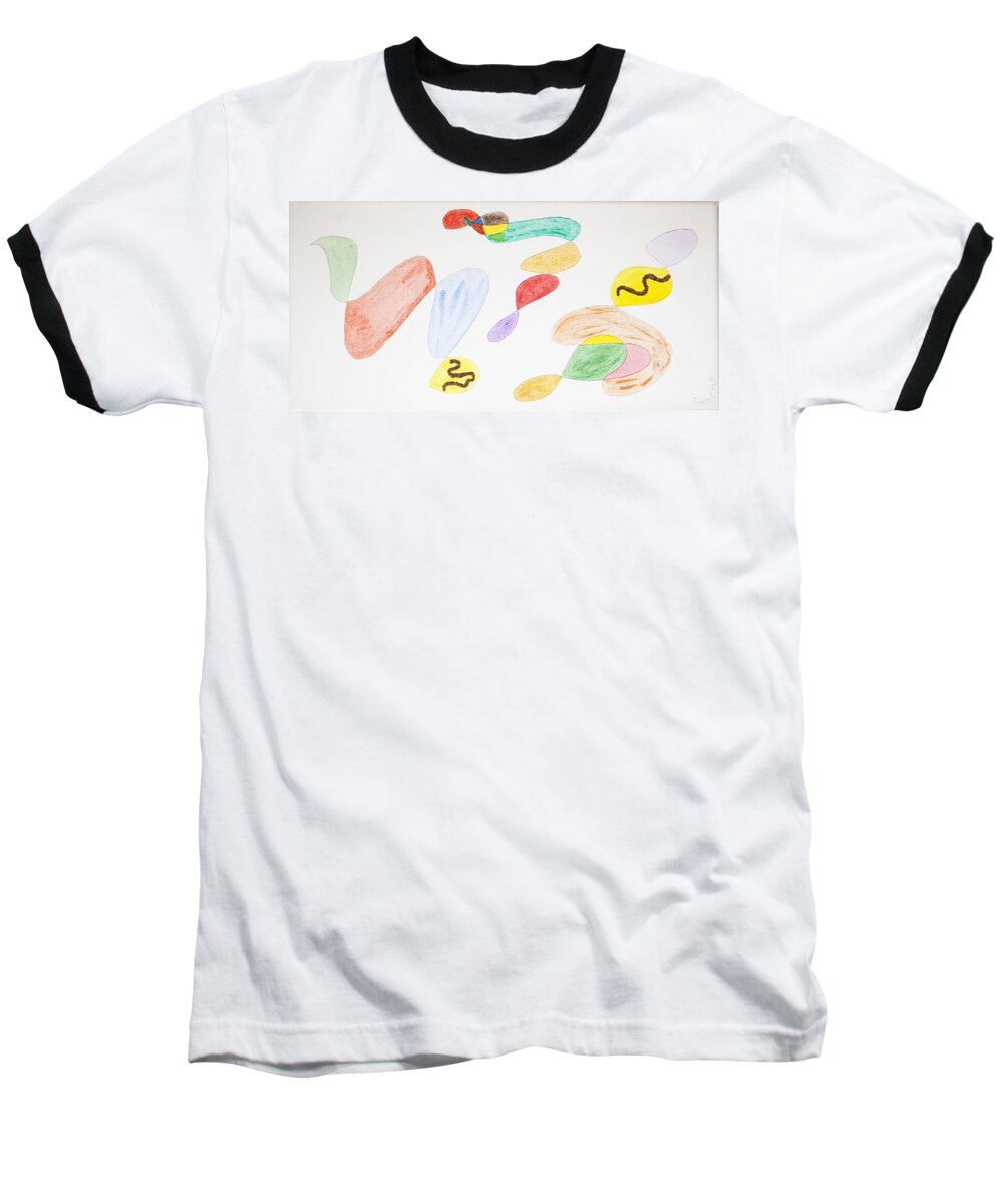Abstract Baseball T-Shirt featuring the painting Baby Snakes by Stormm Bradshaw