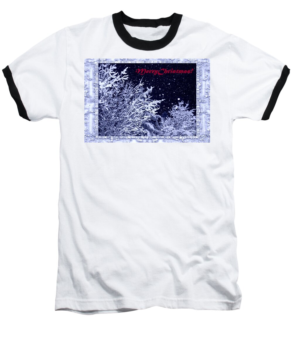 Christmas Baseball T-Shirt featuring the photograph Snowflakes and Trees by Leone Lund