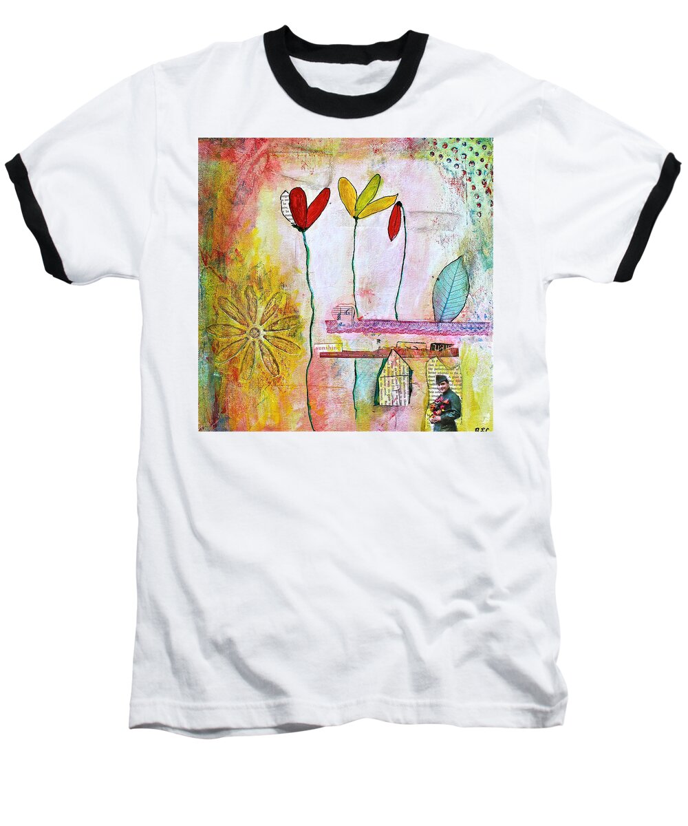 Texture Baseball T-Shirt featuring the mixed media Spring In His Home Town by Bellesouth Studio