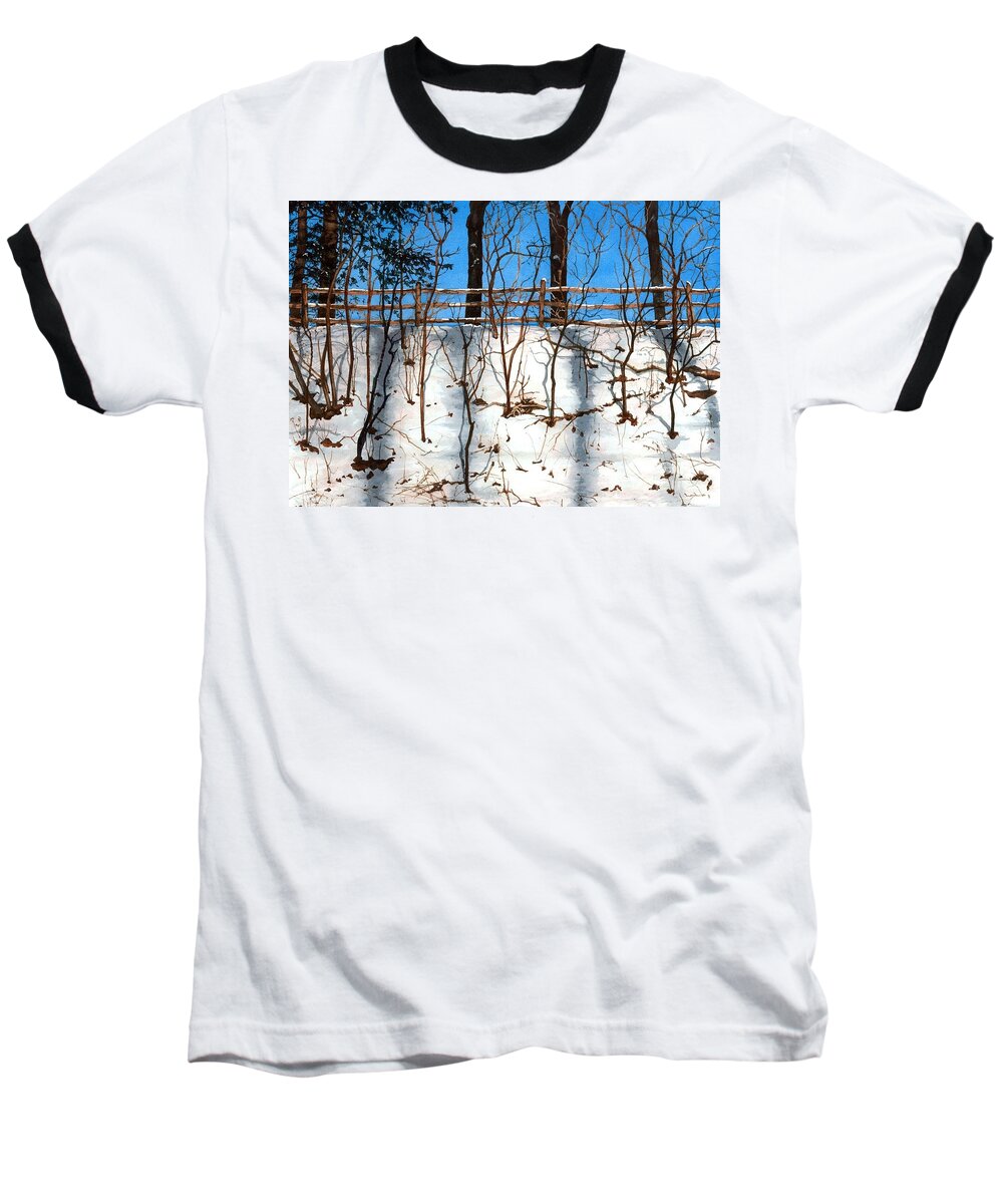 Water Color Paintings Baseball T-Shirt featuring the painting Spring Snow by Barbara Jewell