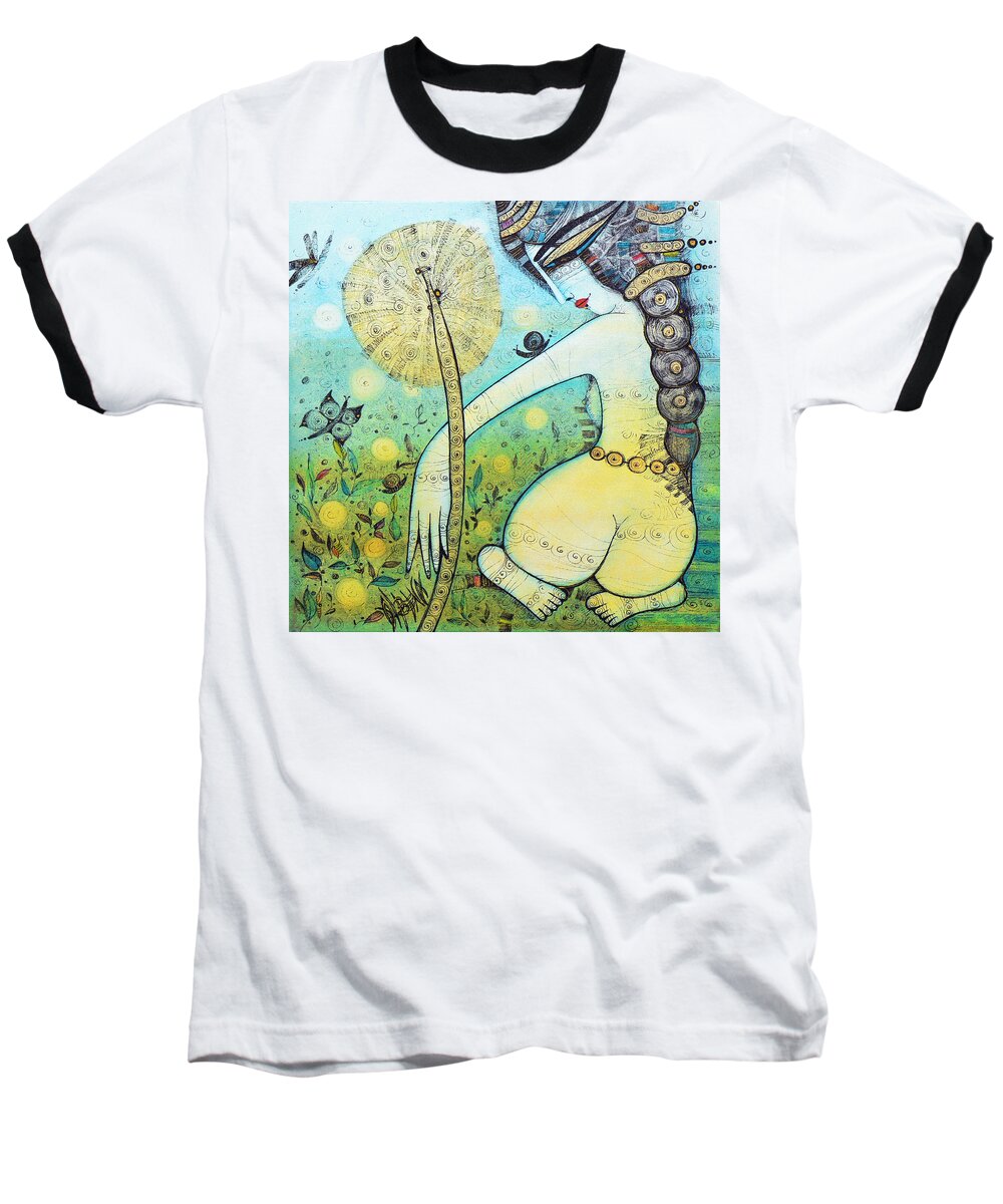 Albena Baseball T-Shirt featuring the painting Springtime by Albena Vatcheva