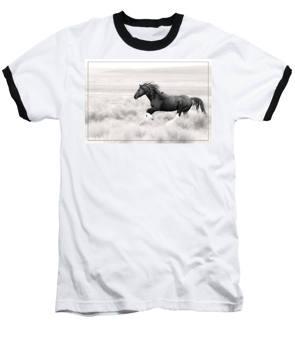 Stallion Blur Baseball T-Shirt featuring the photograph Stallion Blur by Wes and Dotty Weber