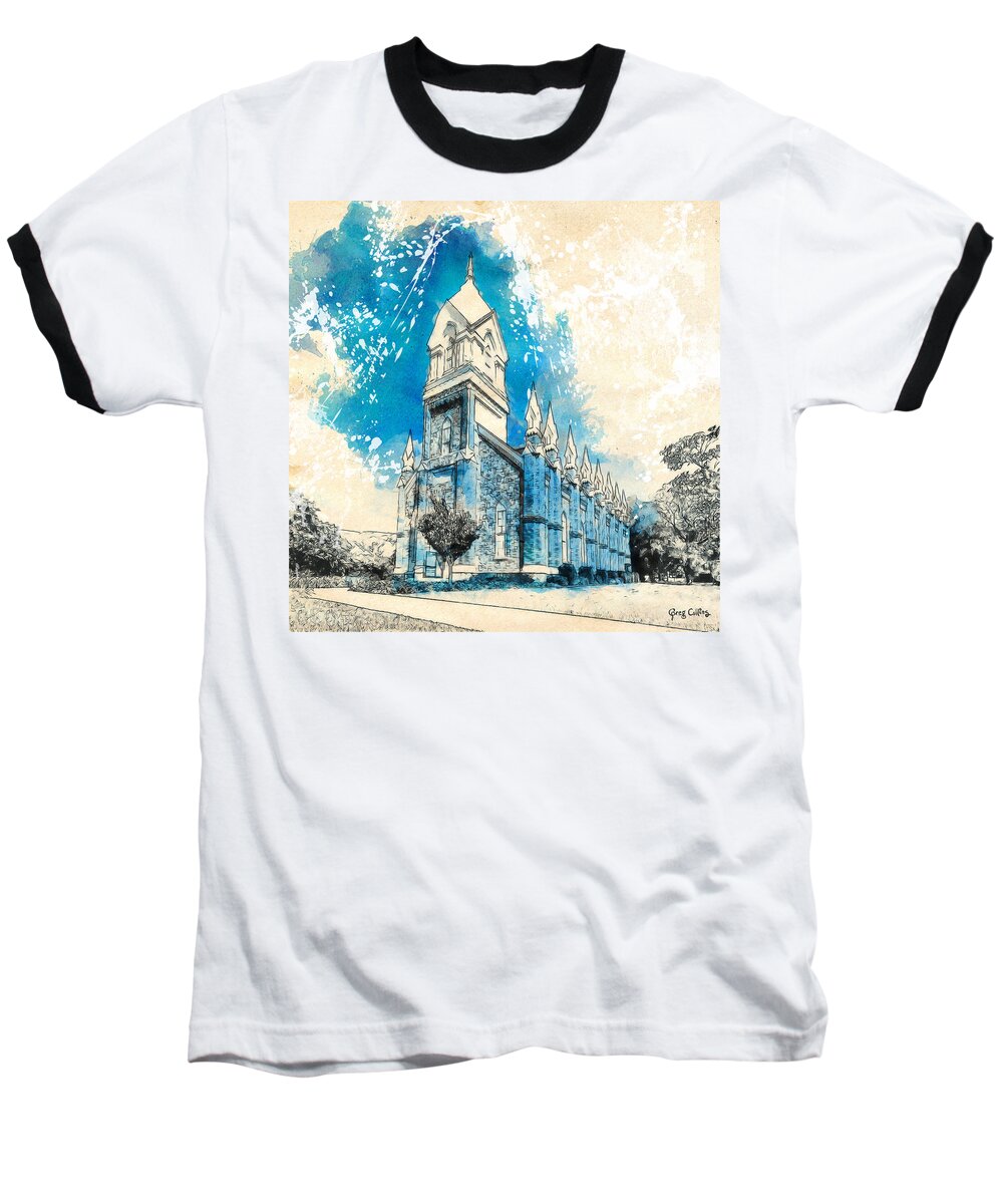 Utah Baseball T-Shirt featuring the painting Stately Spires by Greg Collins