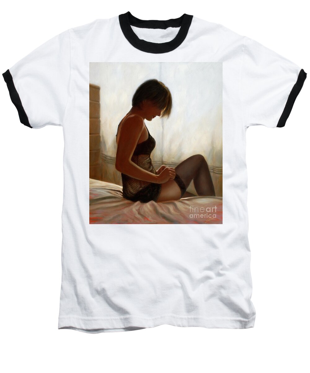 Paintings Baseball T-Shirt featuring the painting Stockings by John Silver