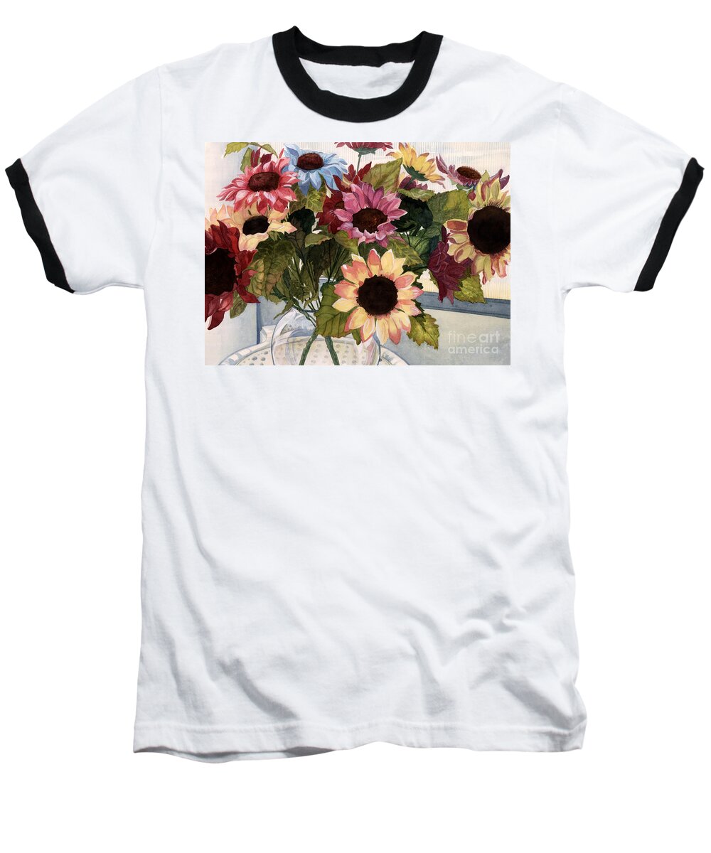 Flowers Baseball T-Shirt featuring the painting Sunflowers by Barbara Jewell