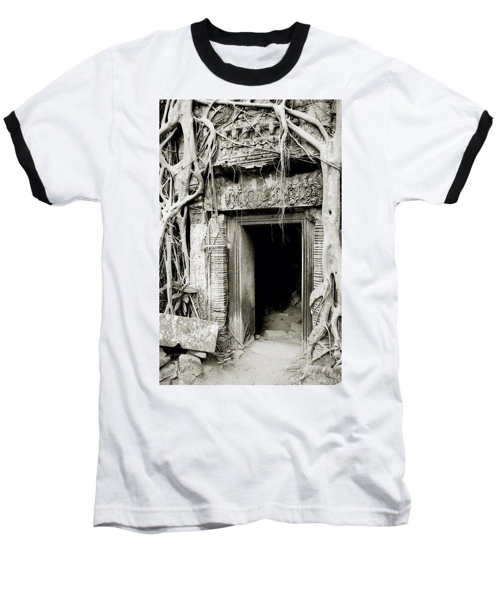 Ancient Baseball T-Shirt featuring the photograph Ta Prohm Doorway by Shaun Higson
