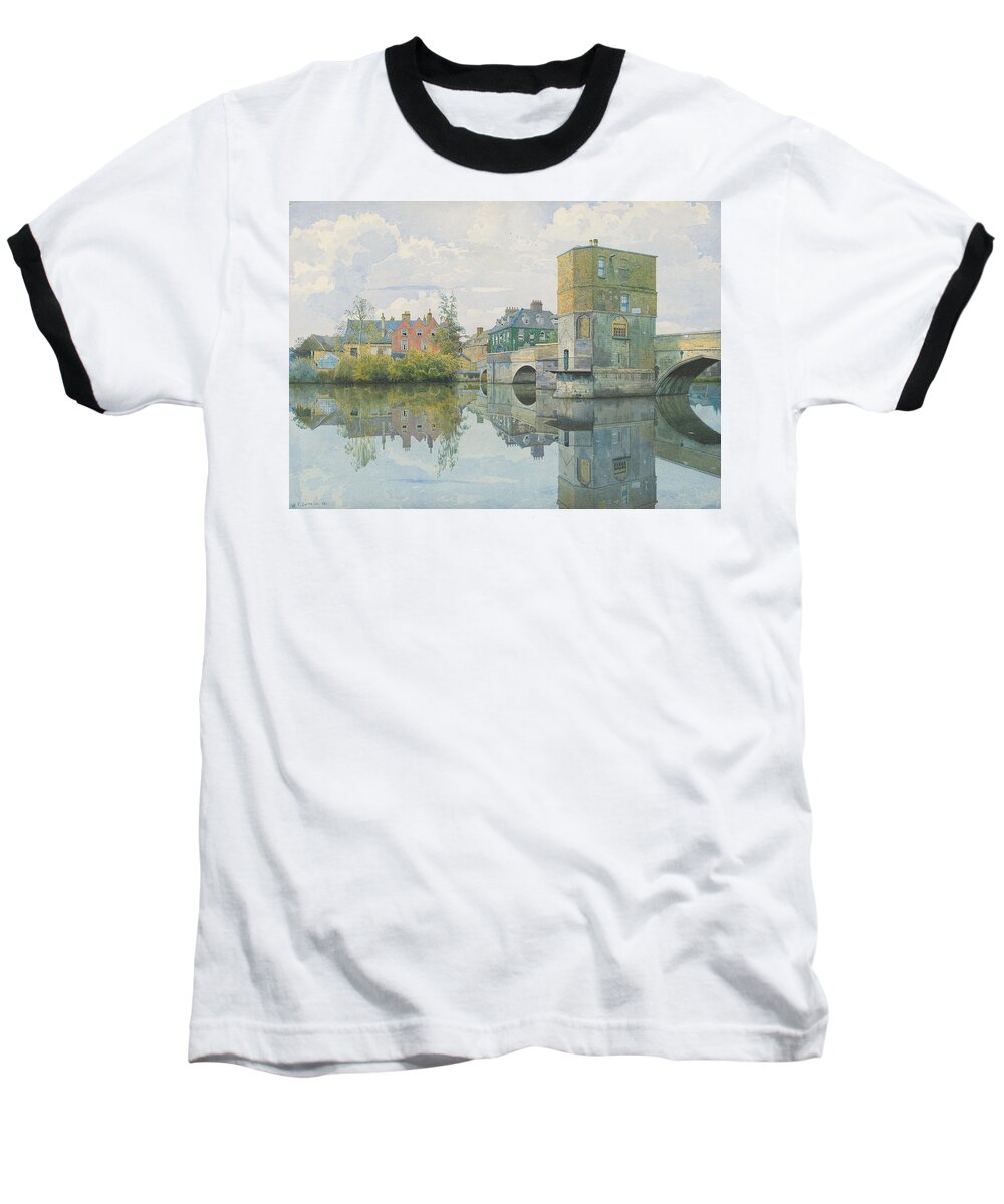 Bridge Baseball T-Shirt featuring the painting The Bridge at Saint Ives by William Fraser Garden