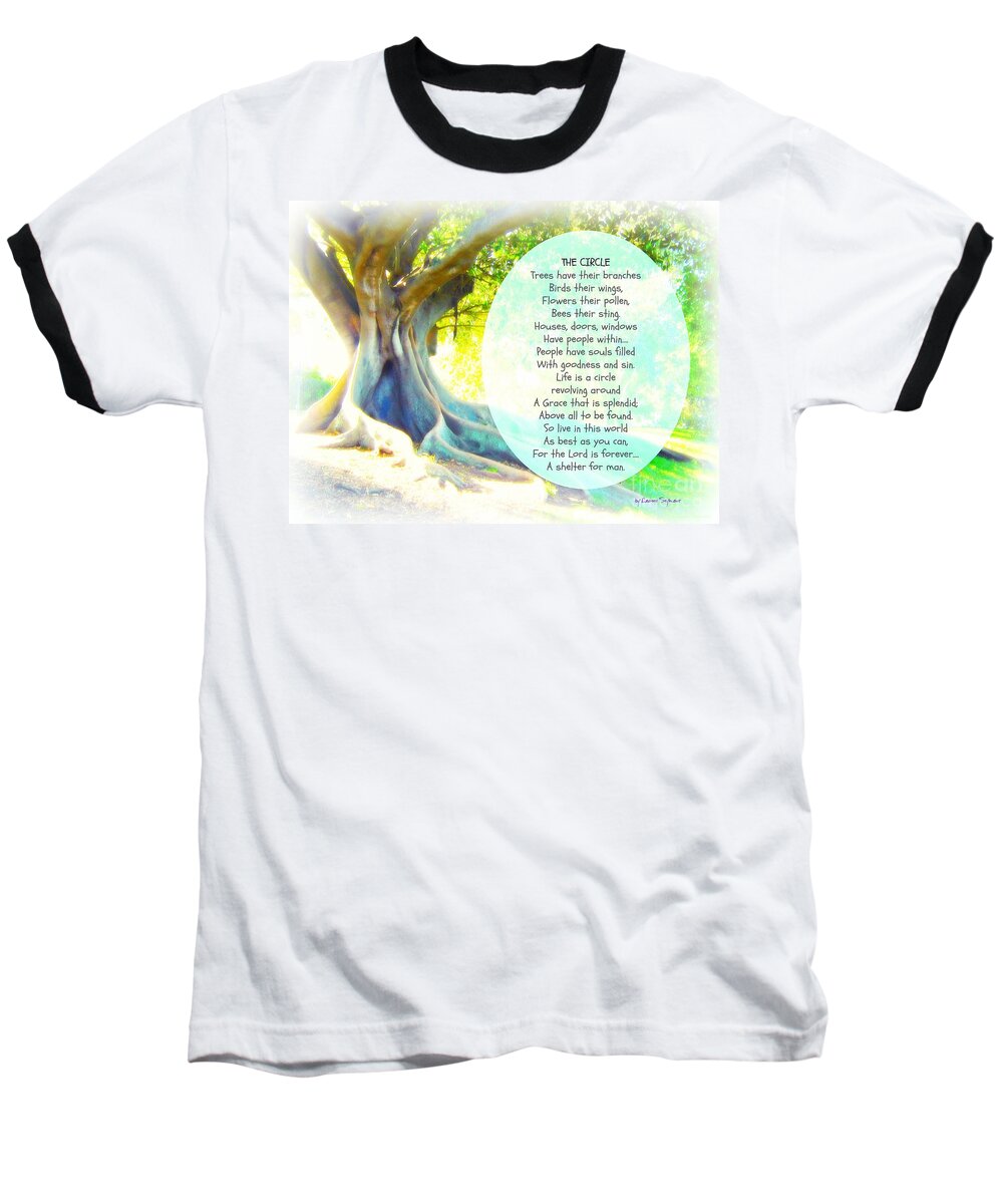 Tree Baseball T-Shirt featuring the mixed media The Circle by Leanne Seymour