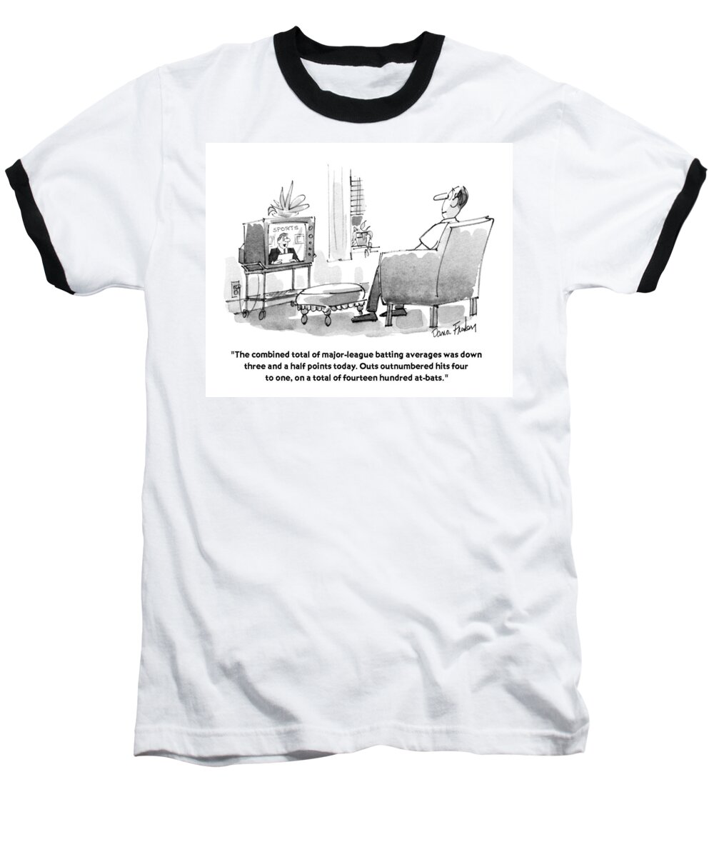 Stock Market Baseball T-Shirt featuring the drawing The Combined Total Of Major-league Batting by Dana Fradon