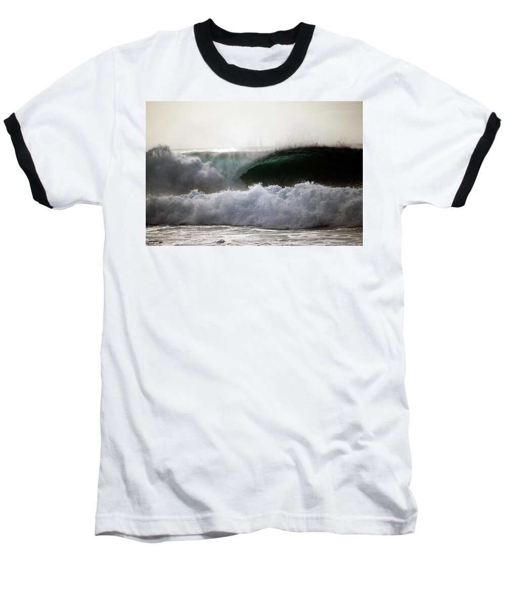 Waves Baseball T-Shirt featuring the photograph The Crash by Edward Hawkins II