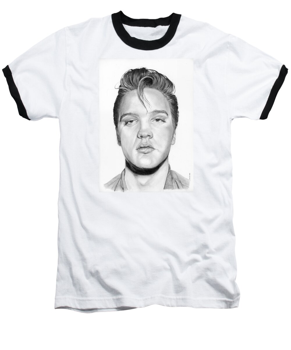 Elvis Baseball T-Shirt featuring the drawing The Epitome of Cool by Rob De Vries