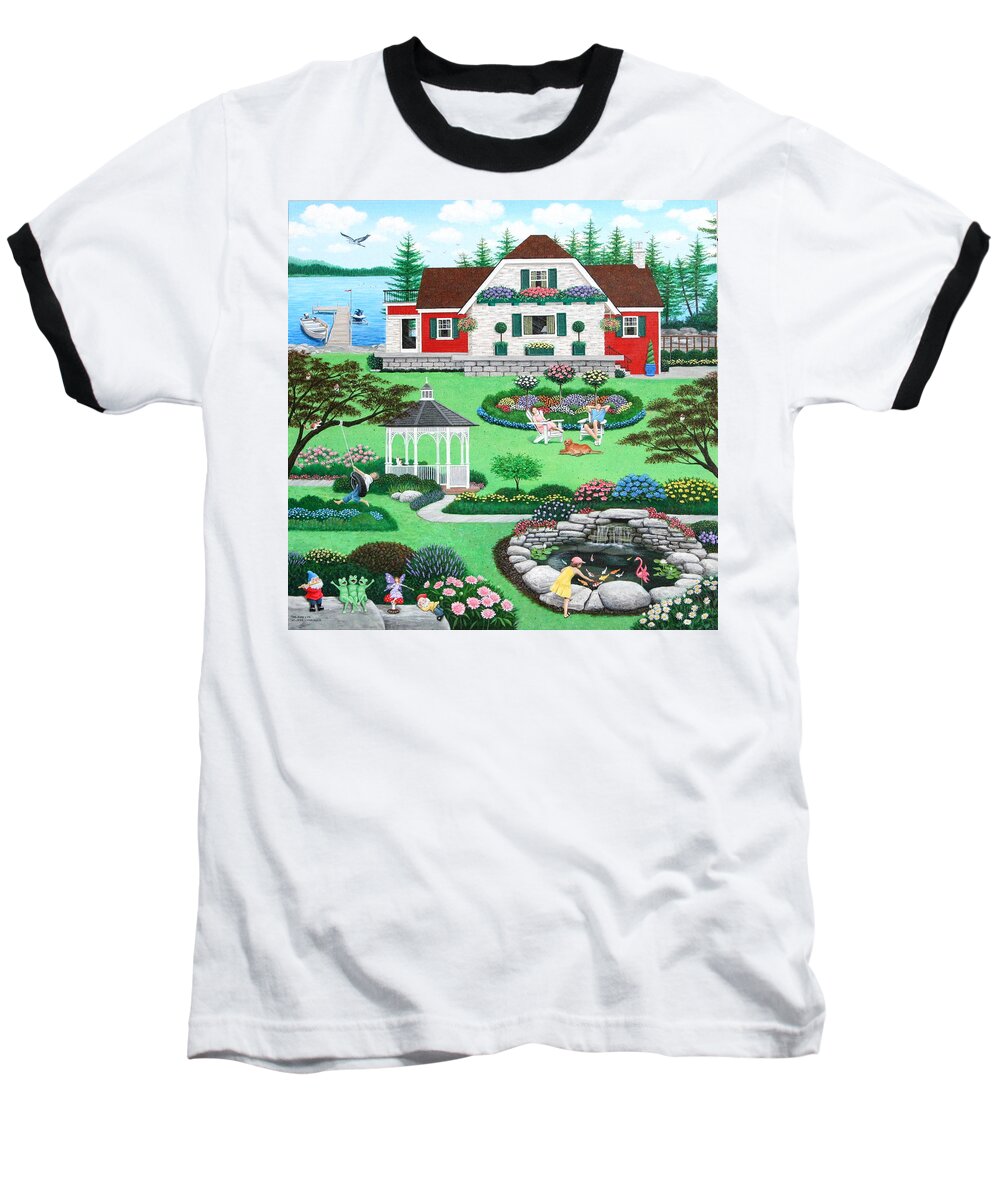 Landscape Baseball T-Shirt featuring the painting The Good Life by Wilfrido Limvalencia