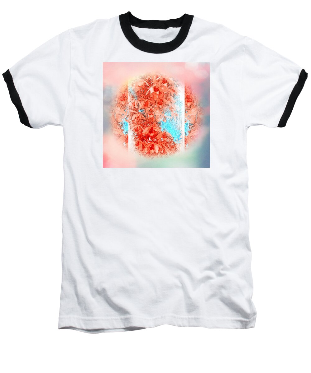 Orchid Baseball T-Shirt featuring the painting The Painting-Within-A-Painting by Xueyin Chen