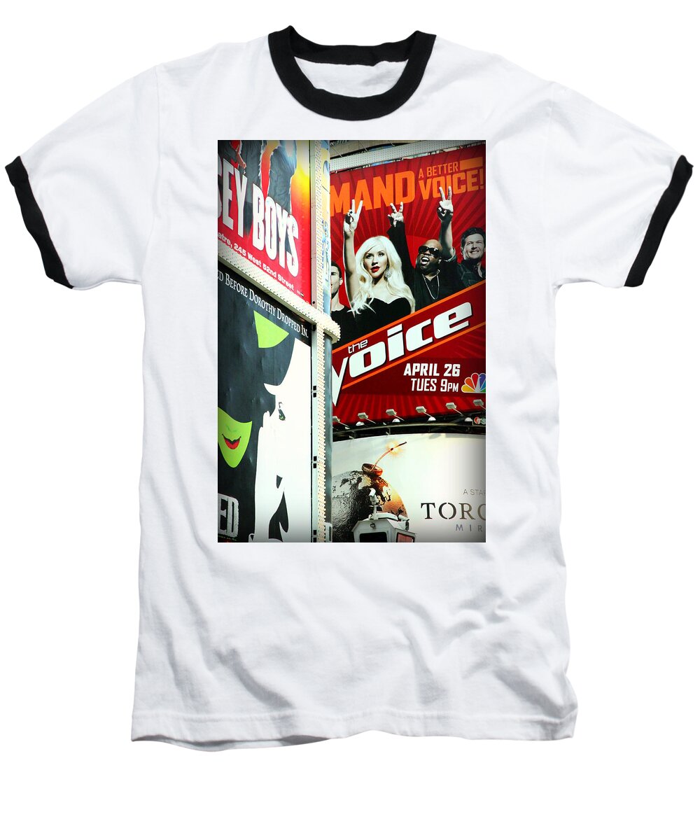 Billboards Baseball T-Shirt featuring the photograph Times Square Billboards by Valentino Visentini