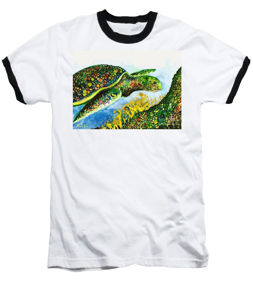 Nature Baseball T-Shirt featuring the painting Turtle Love by Frances Ku