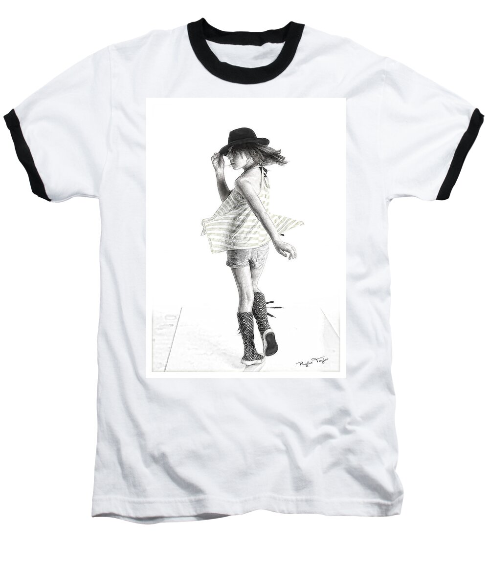 Girl Dancing Baseball T-Shirt featuring the digital art Twirl by Phyllis Taylor