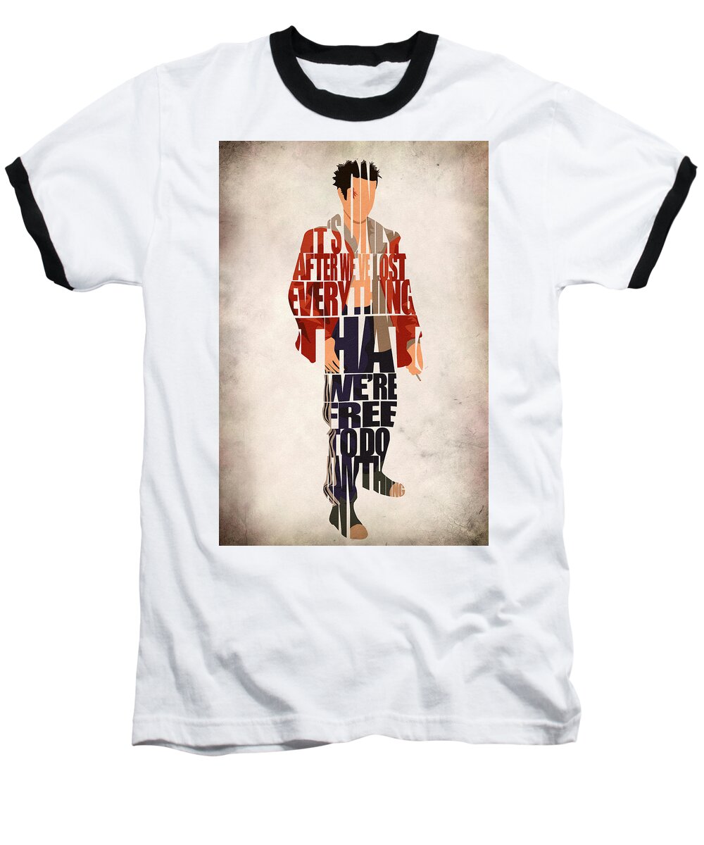 Fight Club Baseball T-Shirt featuring the digital art Tyler Durden by Inspirowl Design
