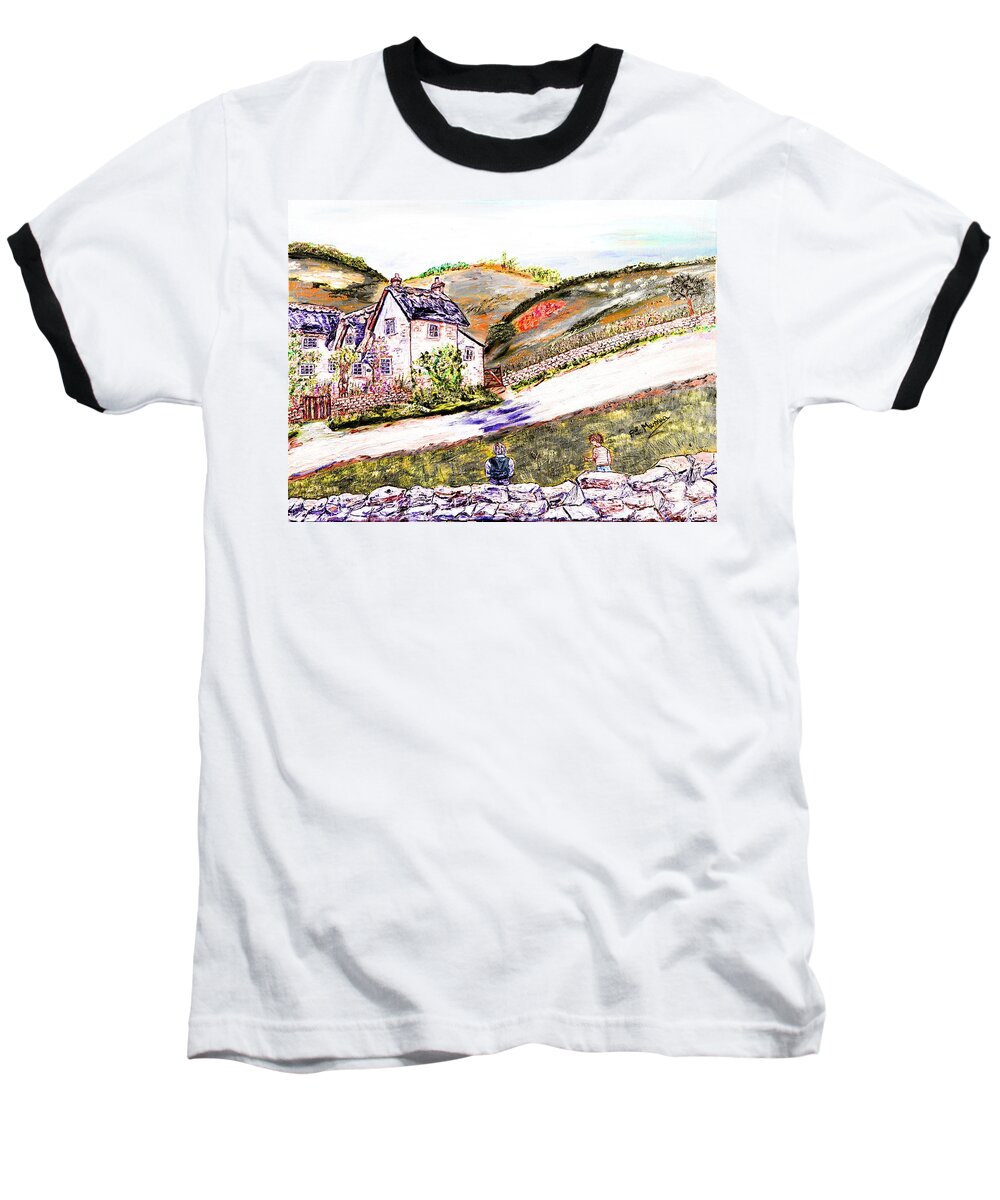 Drawing Baseball T-Shirt featuring the painting An afternoon in June #1 by Loredana Messina