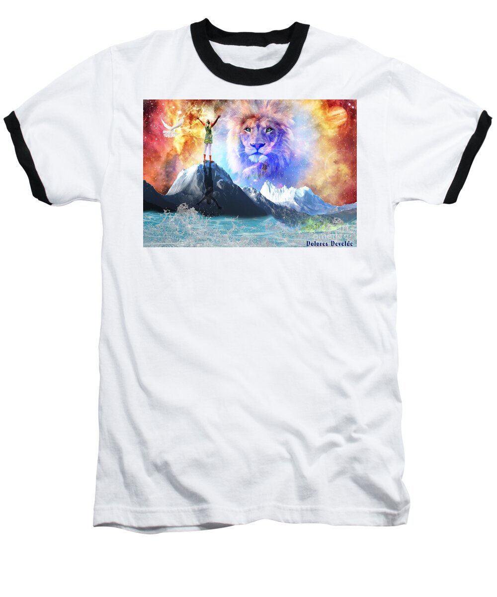 Lion Of Judah Baseball T-Shirt featuring the digital art Up Close and Personal by Dolores Develde
