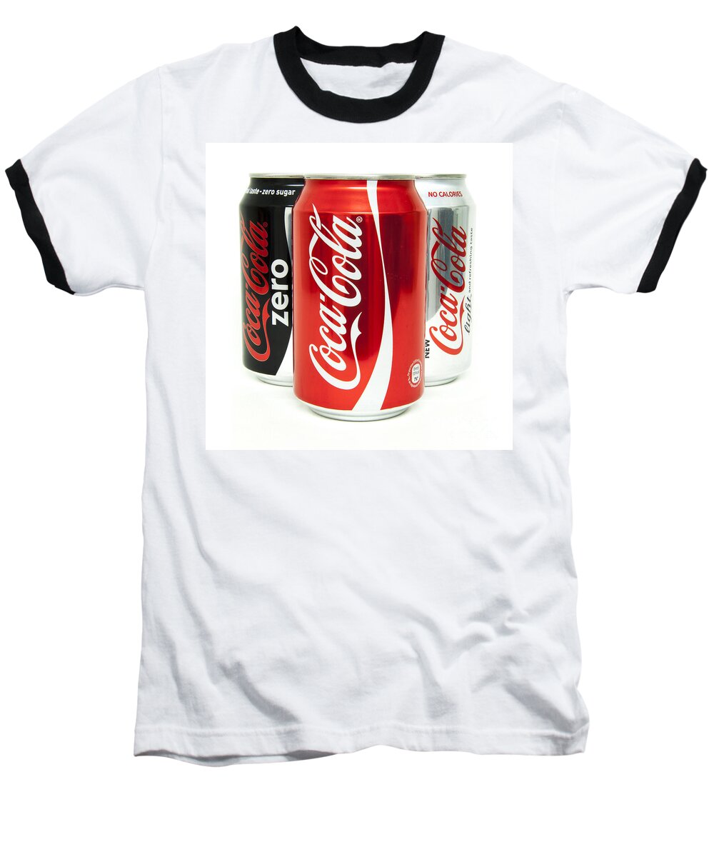 Can Baseball T-Shirt featuring the photograph Various Coke Cola Cans by Antony McAulay