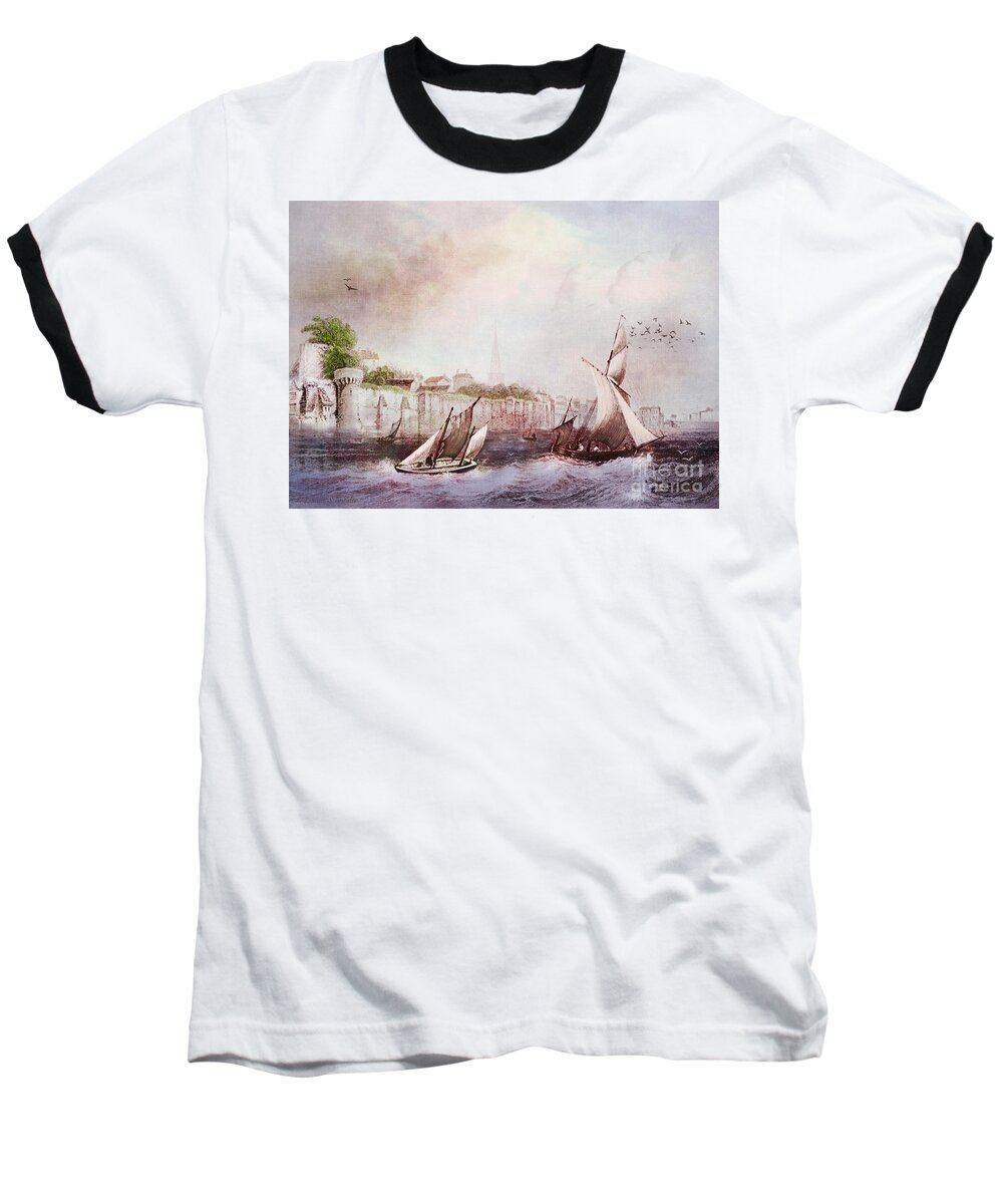 Seascapes Baseball T-Shirt featuring the digital art Walls of Southampton by Lianne Schneider