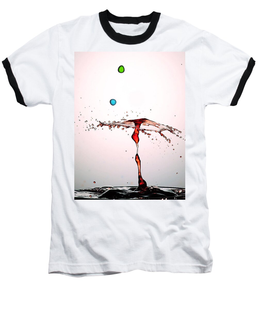 Collision Baseball T-Shirt featuring the photograph Water Droplets Collision Liquid Art 11 by Paul Ge