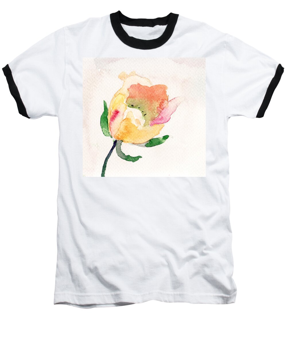 Background Baseball T-Shirt featuring the painting Watercolor illustration with beautiful flower by Regina Jershova