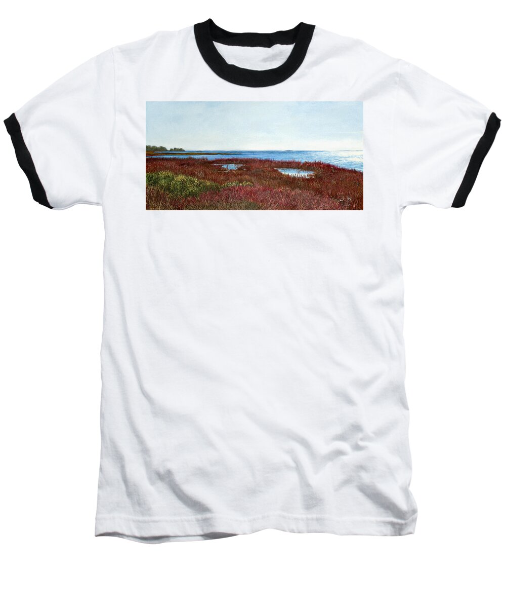 West Florida. Coast Panhandle Baseball T-Shirt featuring the painting West Florida Panhandle Looking Towards the Gulf by Paul Gaj