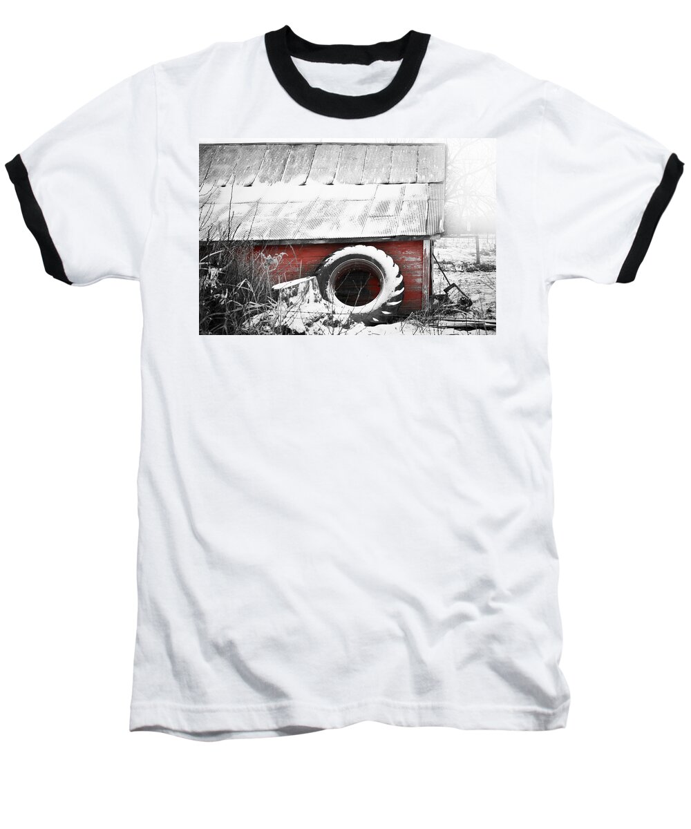 Blumwurks Baseball T-Shirt featuring the photograph What's He Building In There by Matthew Blum