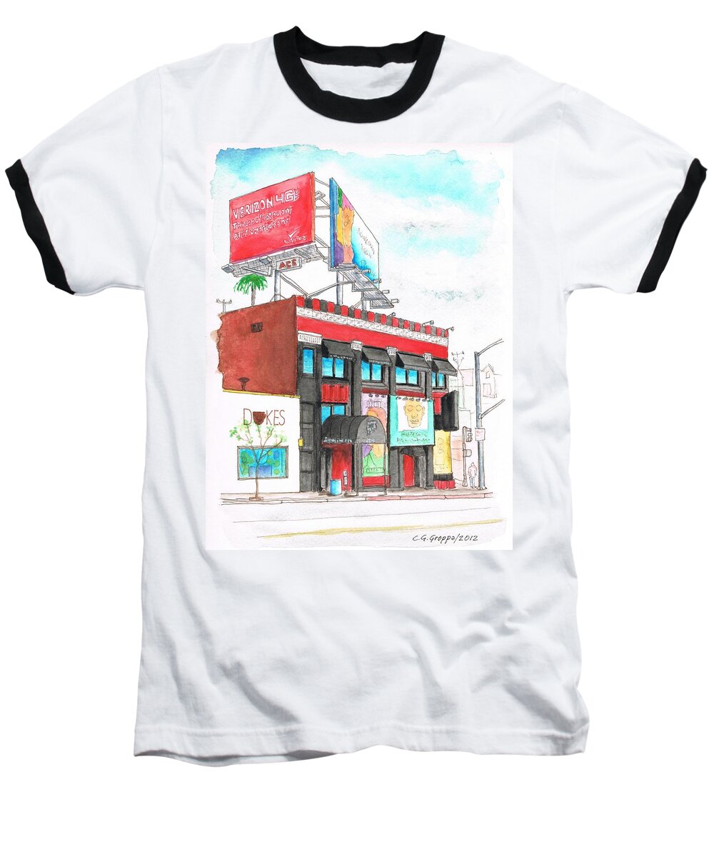 Whisky-a-go-go Baseball T-Shirt featuring the painting Whisky-A-Go-Go in West Hollywood - California by Carlos G Groppa