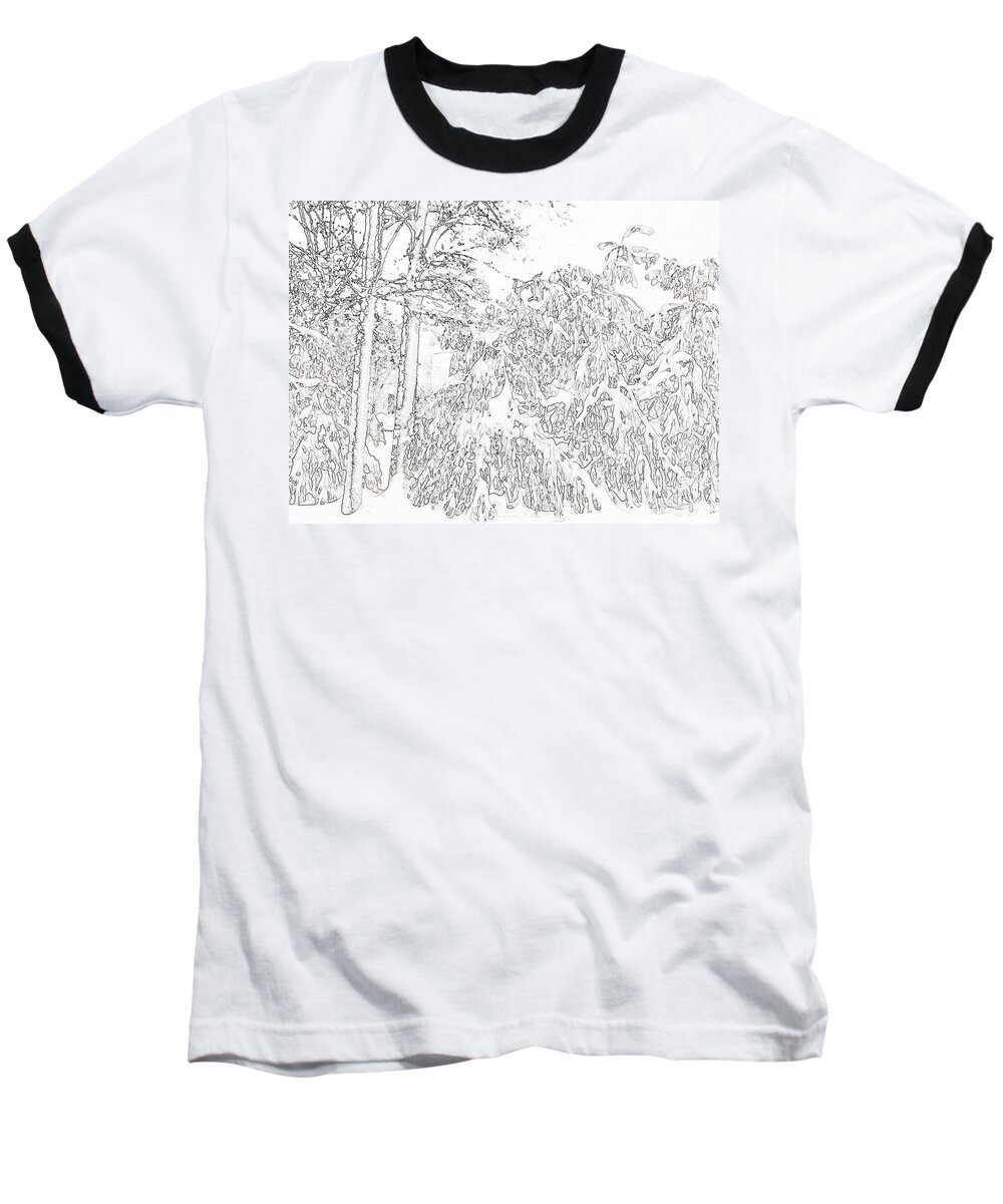 Snow Baseball T-Shirt featuring the digital art White on white by Lynellen Nielsen