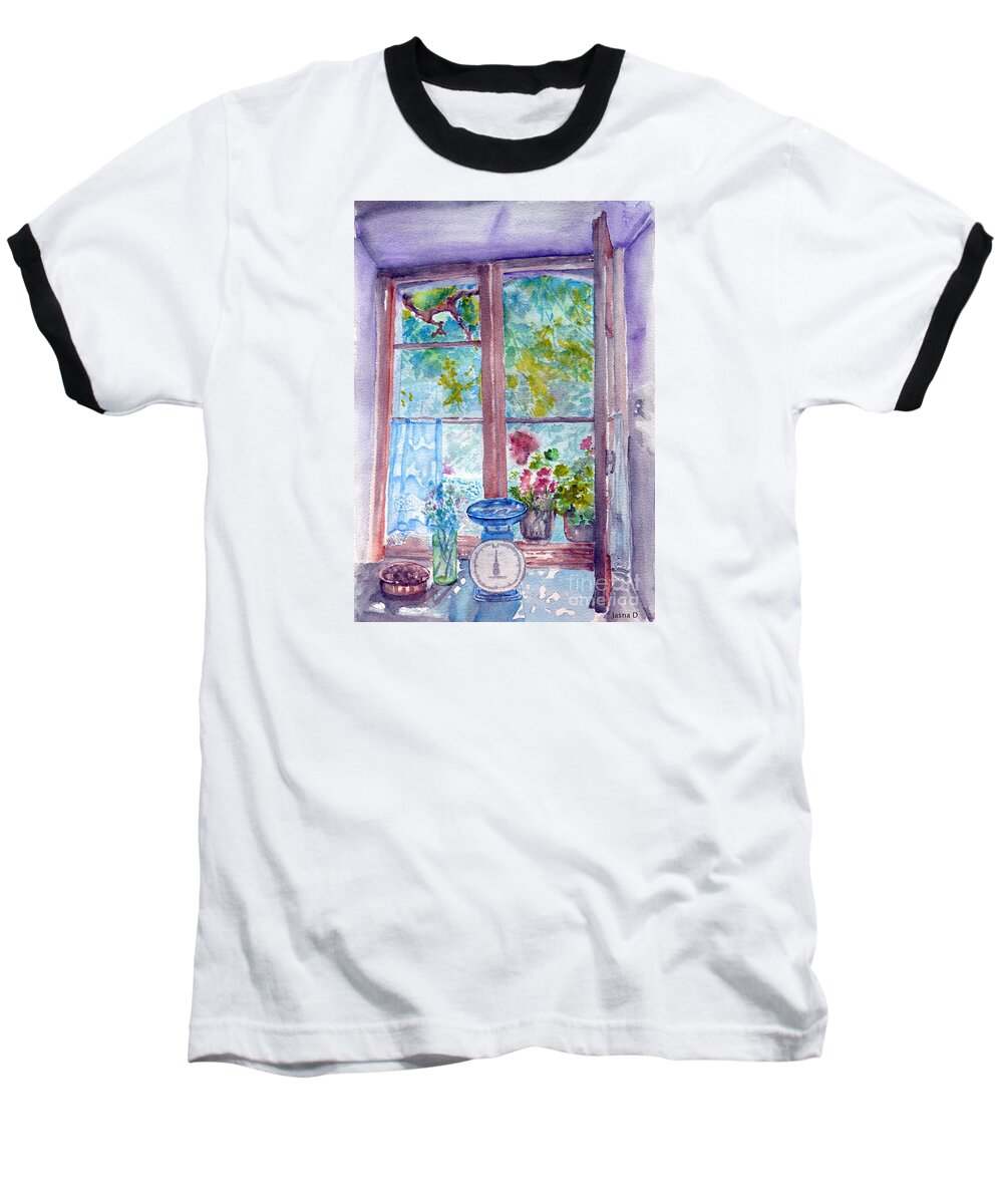Window Baseball T-Shirt featuring the painting Window by Jasna Dragun