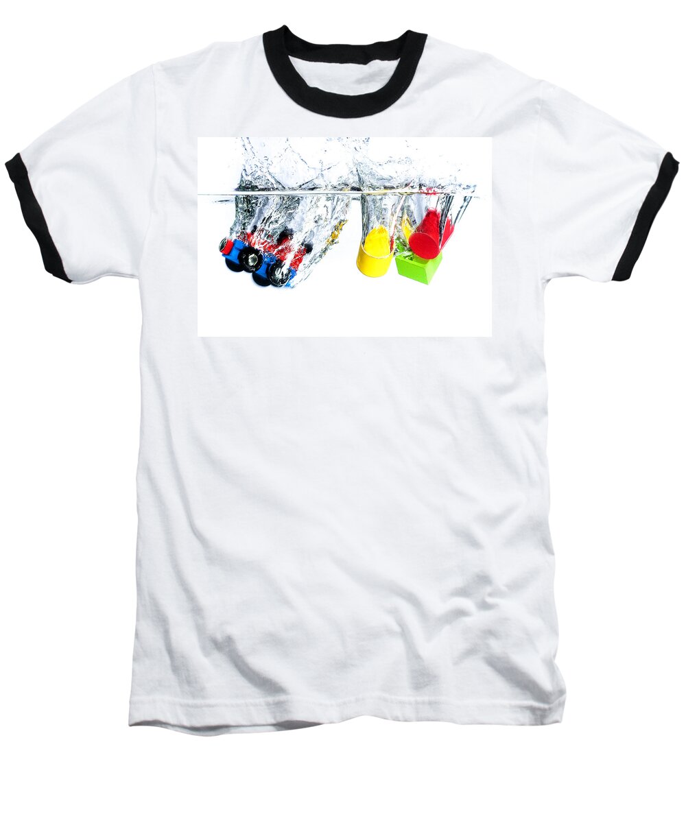 Toys Baseball T-Shirt featuring the photograph Wooden toys in water by Mike Santis
