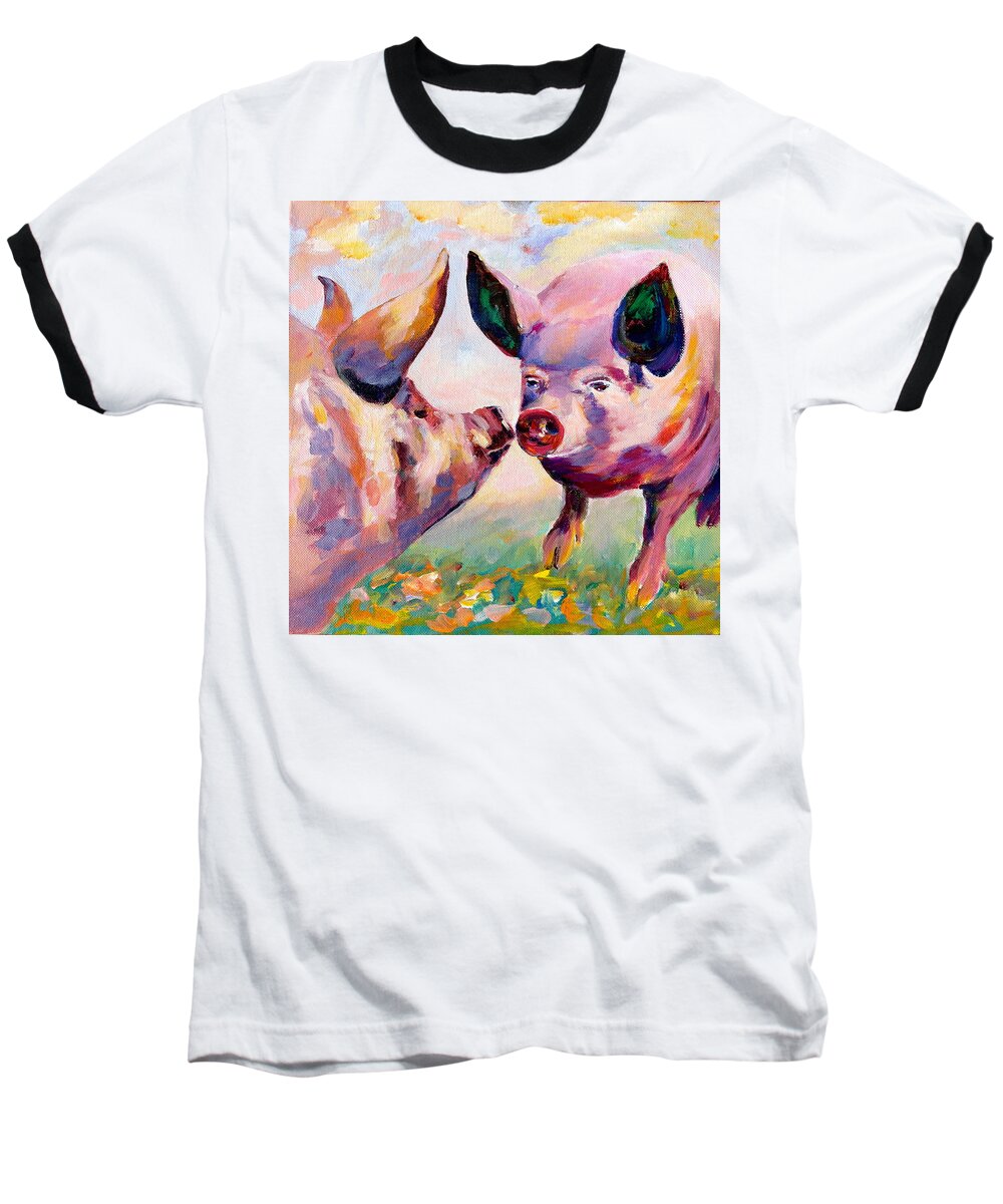 Hogs Baseball T-Shirt featuring the painting Yoga is Our Sport by Naomi Gerrard