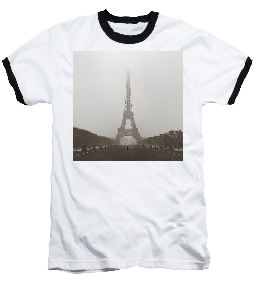 Metro Baseball T-Shirt featuring the photograph Foggy Morning in Paris #1 by Metro DC Photography