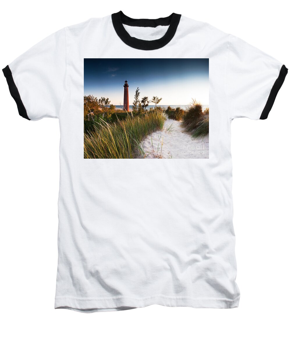 Beach Baseball T-Shirt featuring the photograph Little Sable Point Light Station #1 by Larry Carr