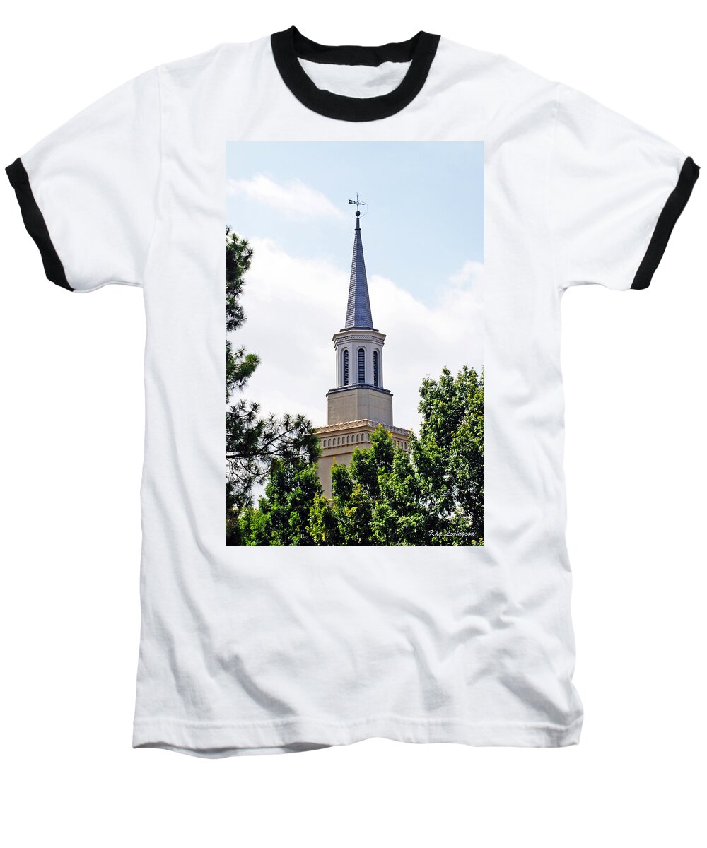 Church Baseball T-Shirt featuring the photograph 1st Presbyterian Steeple by Kay Lovingood